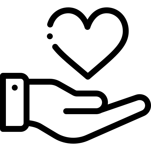 hand with heart icon